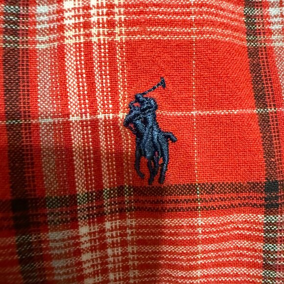 Polo by Ralph Lauren Red Black‎ Plaid Short Sleeve Button Down Size L - Picture 6 of 9